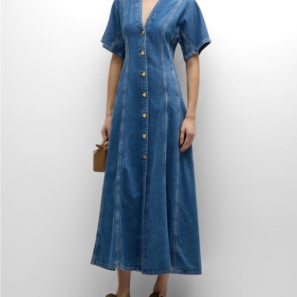Ganni Dresses & Skirts - Ganni Blue Denim Button-Front Maxi Dress